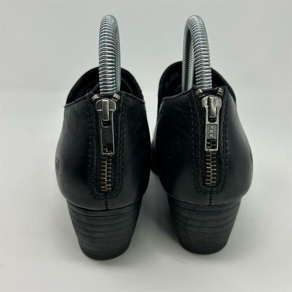 Born Antonia Black Leather Heeled Ankle Booties Size 7.5M Casual Back Zipper - Picture 8 of 14